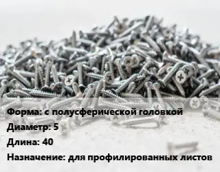 Шуруп с полусферической головкой 5х40 для профилированных листов